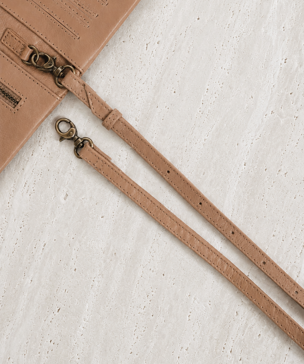 Biscuit/Nude Leather Detachable Cross Body Strap for Agatha 20cm Grande Wallet