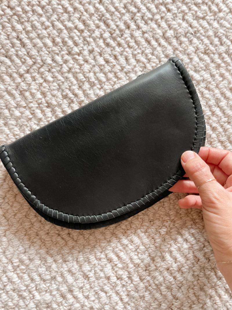 black leather wallet women's Ovae