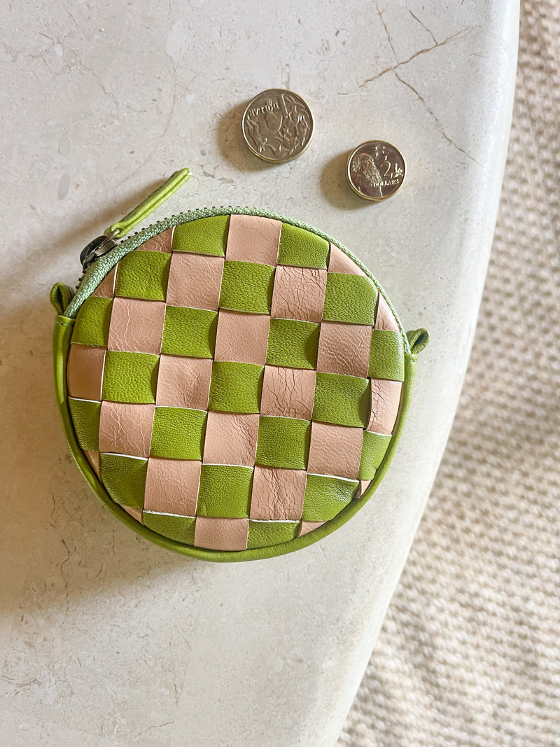 Checkerboard Coin Purse Lime