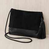 Perla Suede Leather Bag Black