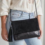 Perla Suede Leather Bag Black