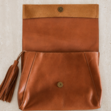 Perla Suede Leather Bag Walnut