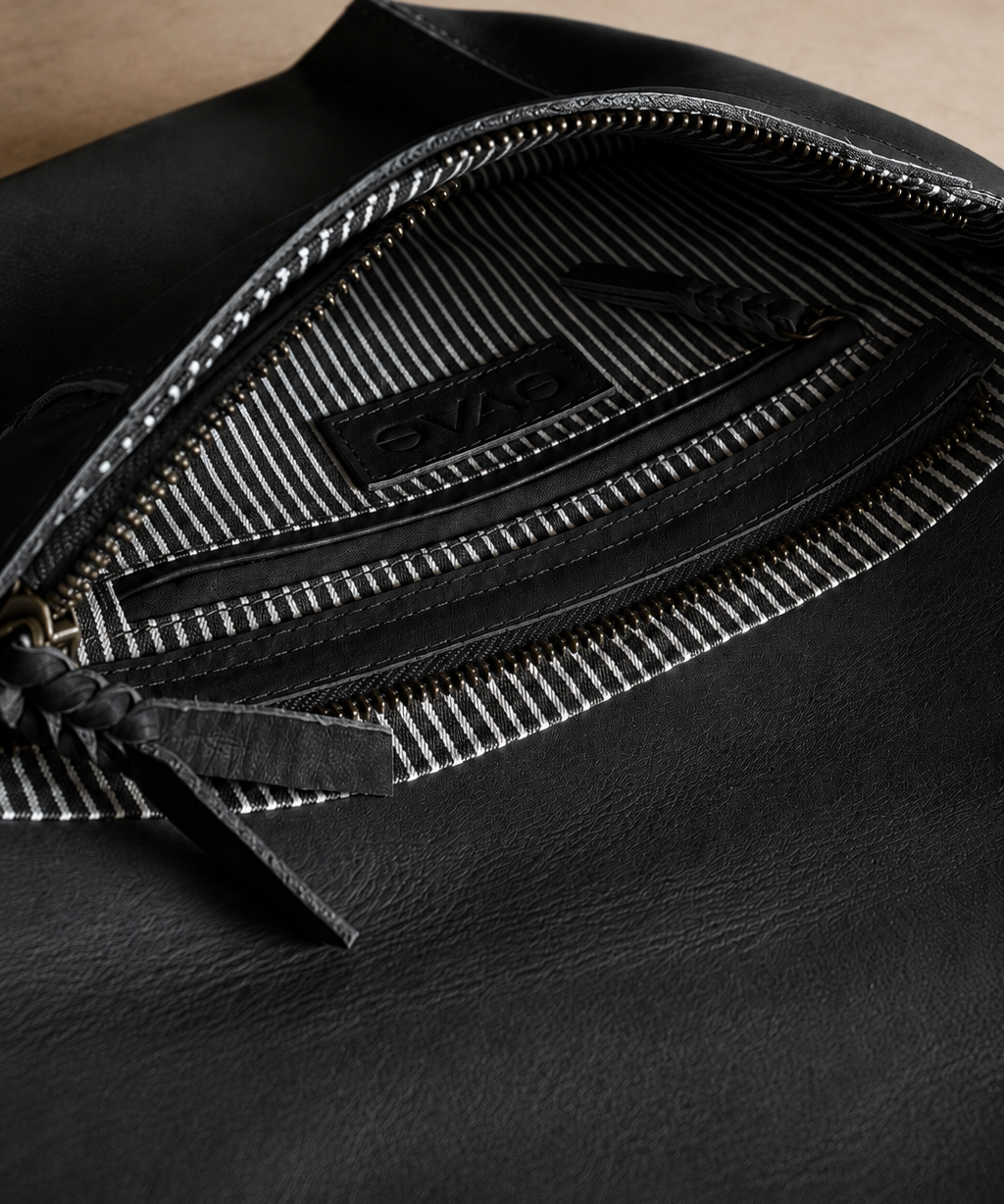 Perla Suede Leather Bag Black