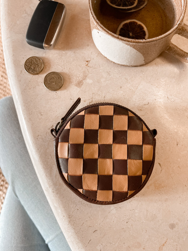 Checkerboard Coin Purse Chocolate