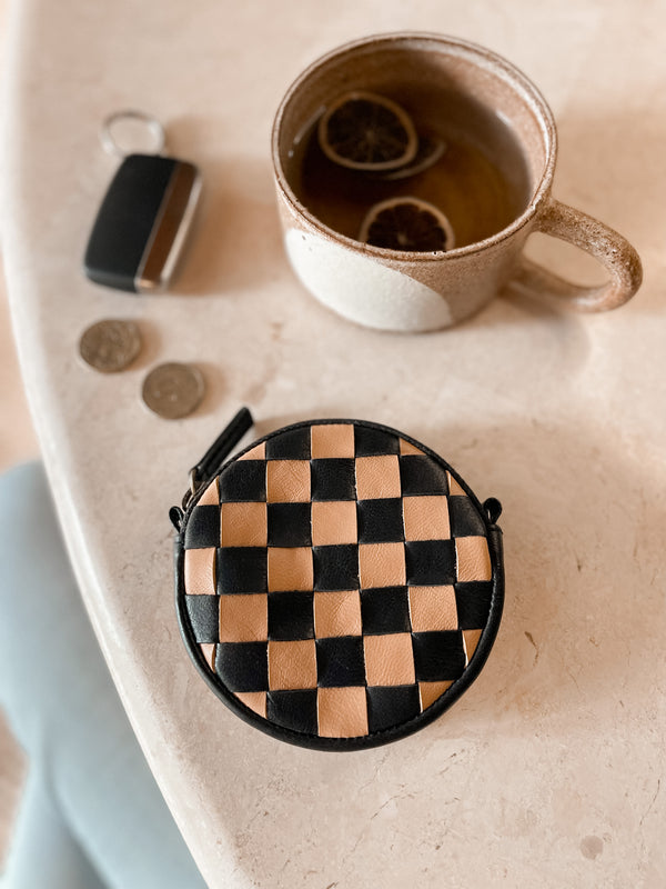 Checkerboard Coin Purse Black