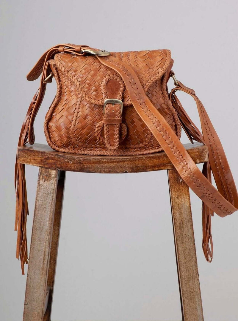 Adelaide Woven Saddle Bag Pecan