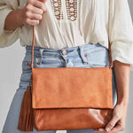 Perla Suede Leather Bag Walnut