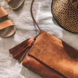 Perla Suede Leather Bag Walnut