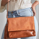 Perla Suede Leather Bag Walnut